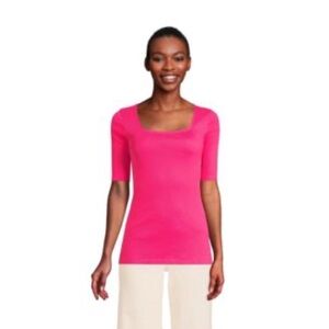Basic Classic Layering Vibrant Fuchsia Square Neck Blouse M